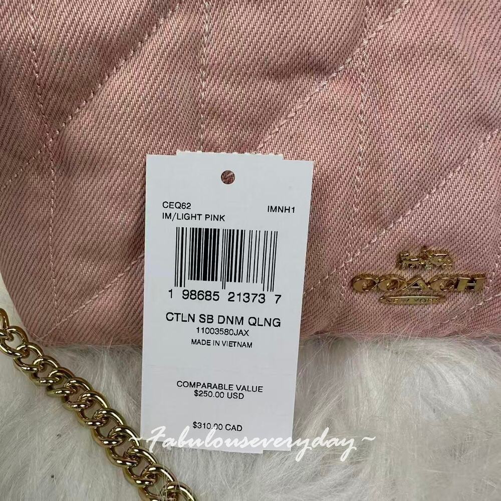 Coach Quilted Pink Shoulder Bag with Chain Strap - Picture 6 of 14